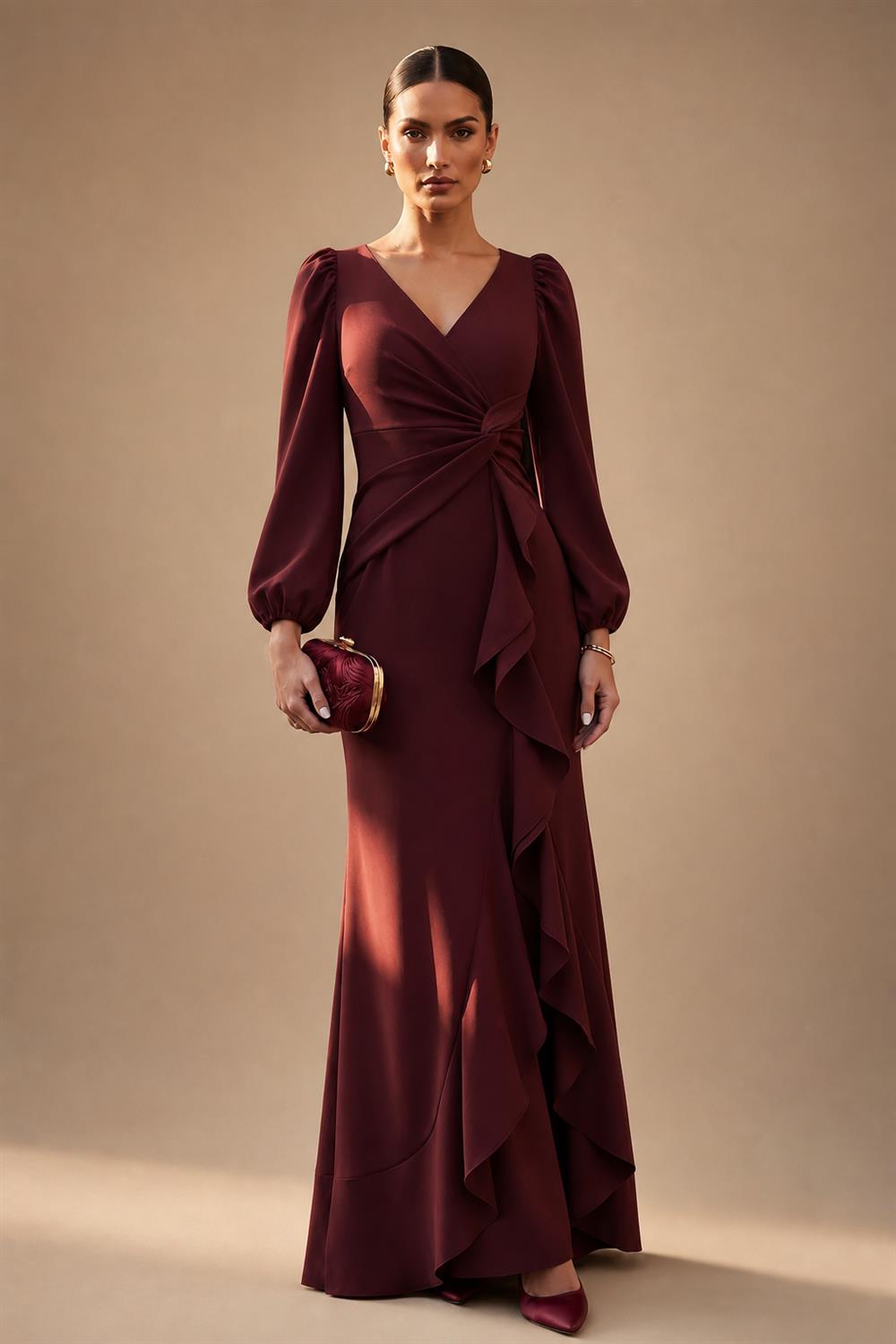 A-Line/Princess V-Neck Chiffon Floor-Length Mother of the Bride & Groom Dresses with Lace Appliques, Sequin & Ruffles (SHI22501608)