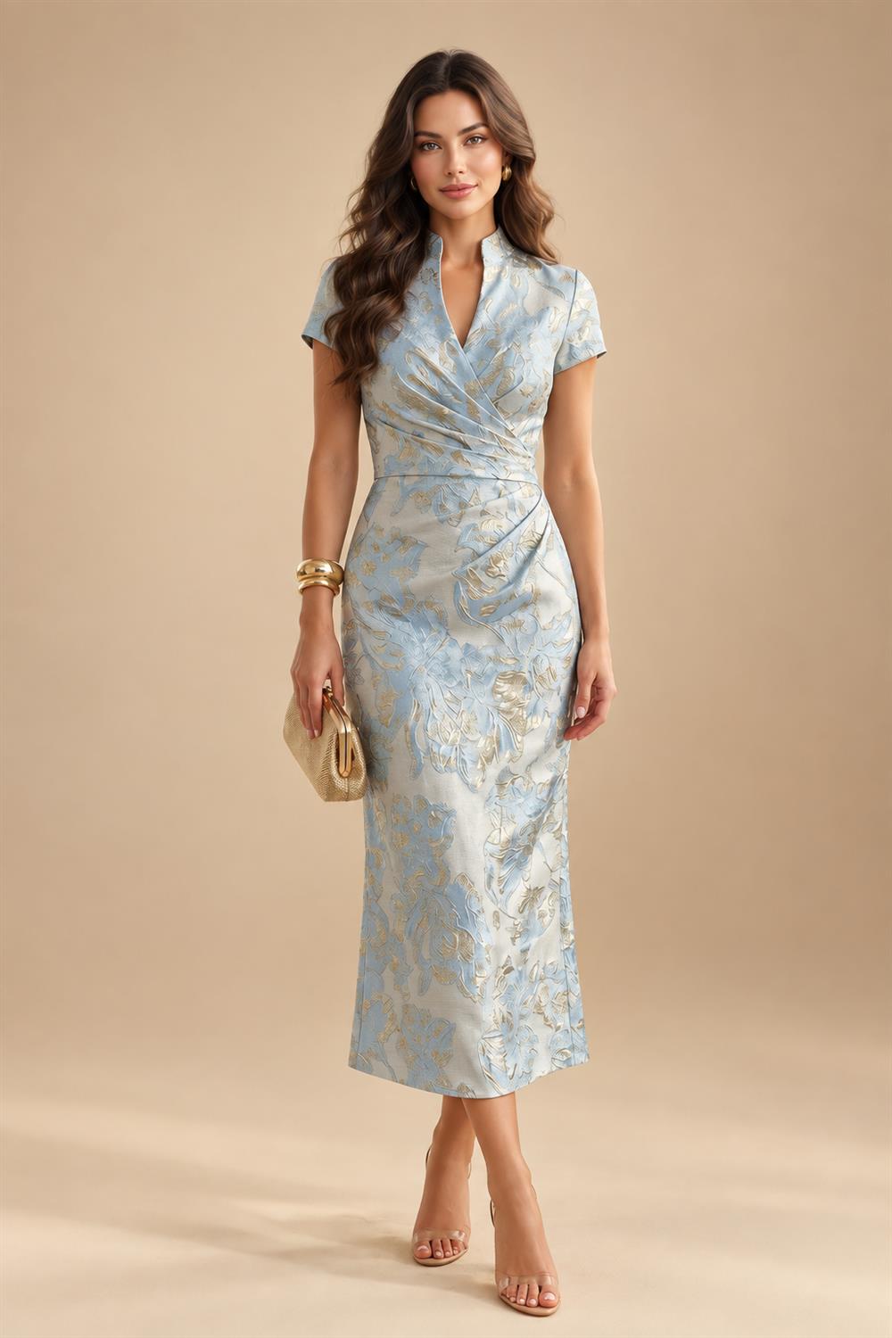 Tulle A-Line/Princess V-Neck Floor-Length Mother of the Bride & Groom Dresses with 3D Flowers (SHI22501351)