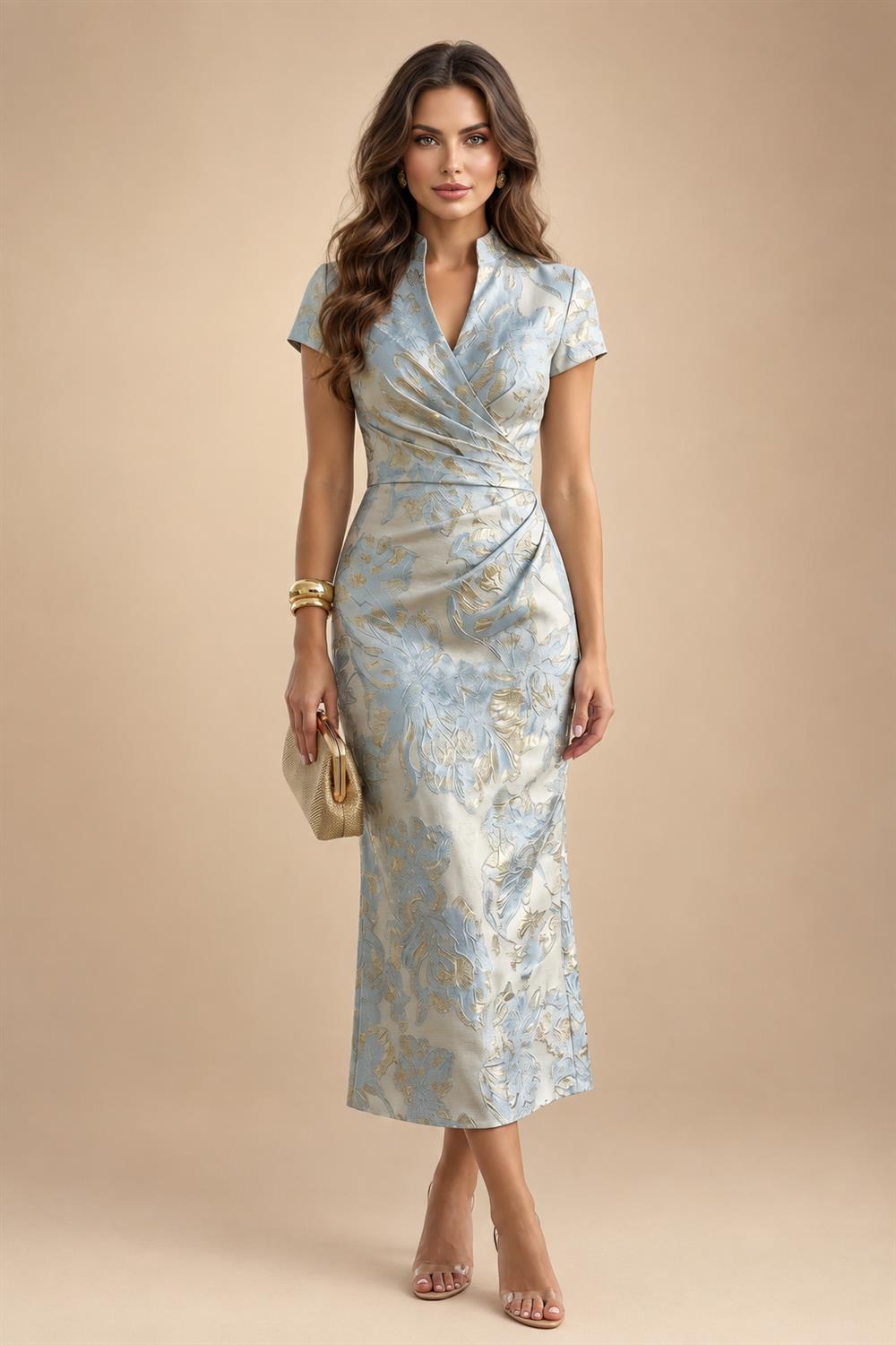 Jacquard A-Line/Princess Strapless Short Homecoming Dresses with Bow & Pearls (SHI22370324)