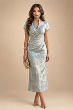 Jacquard A-Line/Princess Strapless Short Homecoming Dresses with Bow & Pearls (SHI22370324)