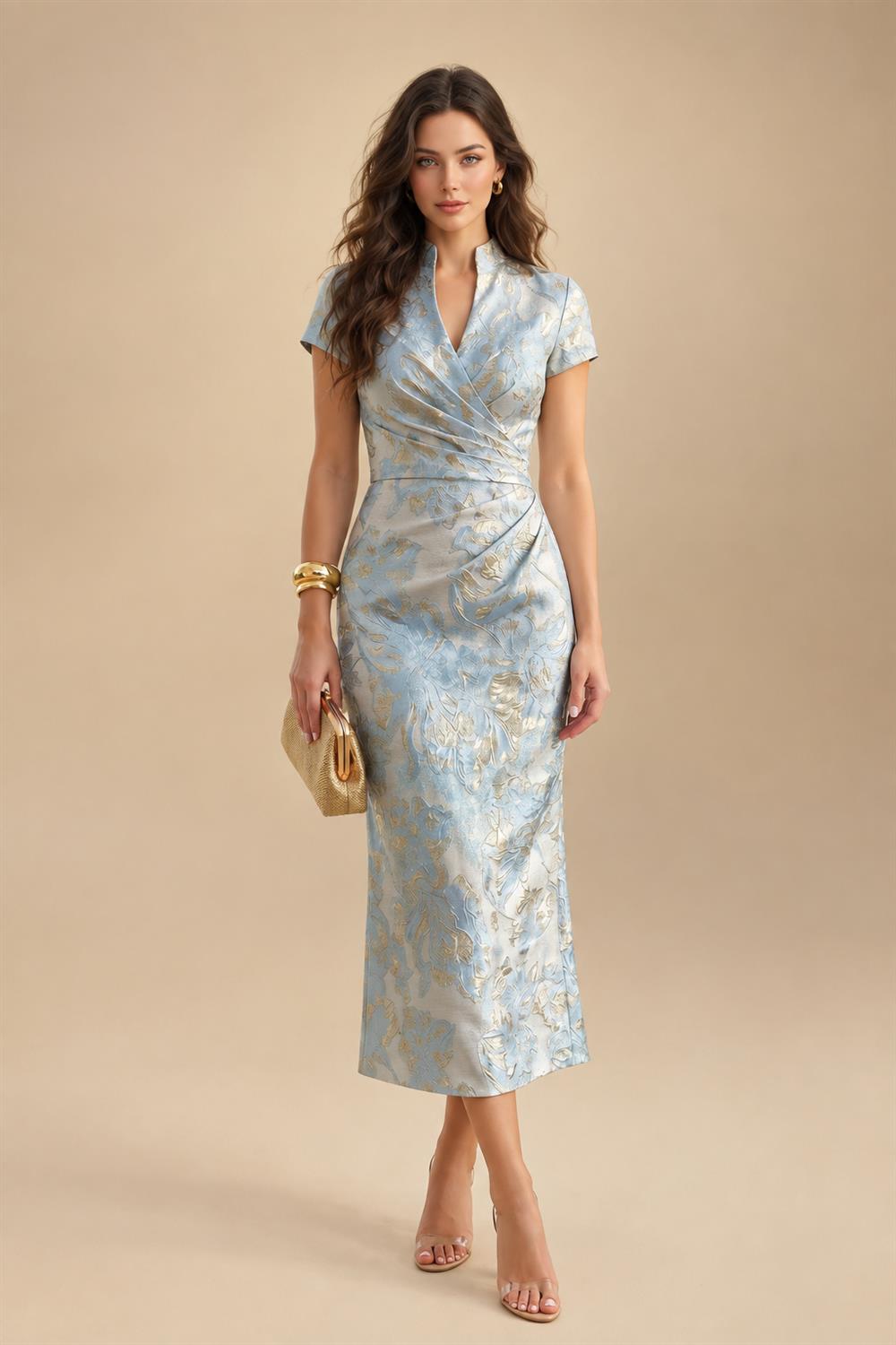 A-Line/Princess V-Neck Chiffon Floor-Length Mother of the Bride & Groom Dresses with Lace Appliques & Pleats (SHI22501605)