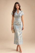 A-Line/Princess V-Neck Floor-Length Mother of the Bride & Groom Dresses with Ruffles & Ruched Waist (SHI22501284)