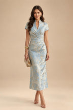 A-Line/Princess V-Neck Floor-Length Mother of the Bride & Groom Dresses with Ruffles & Ruched Waist (SHI22501284)