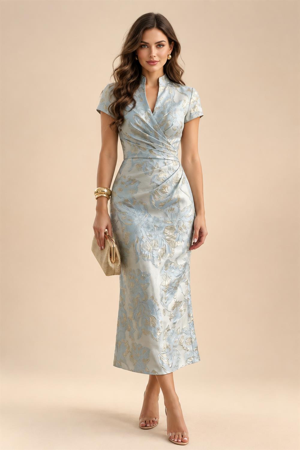 A-Line/Princess V-Neck Chiffon Floor-Length Mother of the Bride & Groom Dresses with Lace Appliques & Pleats (SHI22501670)