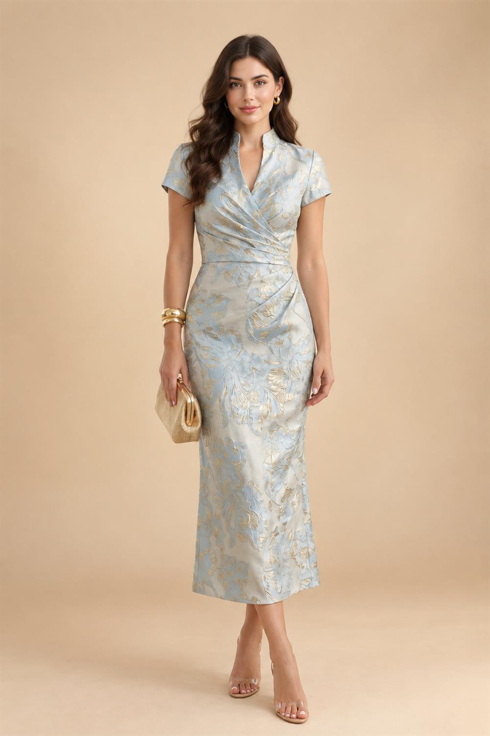 Chiffon A-Line/Princess Scoop Neck Floor-Length Mother of the Bride & Groom Dresses with Ruched Waist (SHI22501277)