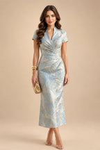 A-Line/Princess Scoop Neck Chiffon Maxi Mother of the Bride & Groom Dresses with Lace Appliques, Sweep Train & Pleats (SHI22501636)