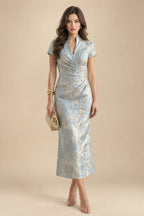 A-Line/Princess Off Shoulder Satin Floor-Length Mother of the Bride & Groom Dresses with 3D Flowers & Sweep Train (SHI22501552)