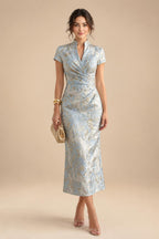 Floral Print Sheath/Column Scoop Neck Floor-Length Mother of the Bride & Groom Dresses with Ruched Waist (SHI22501153)