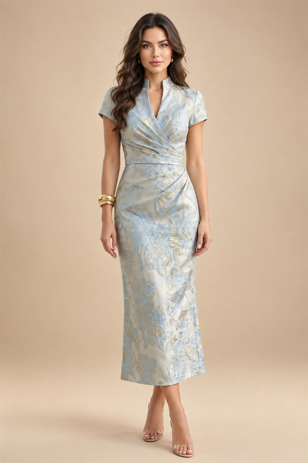 Mermaid/Trumpet One Shoulder Floral Embroidery Maxi Mother of the Bride & Groom Dresses with Side Sash & Ruched Waist (SHI22501626)