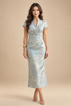 Mermaid/Trumpet One Shoulder Floral Embroidery Maxi Mother of the Bride & Groom Dresses with Side Sash & Ruched Waist (SHI22501626)