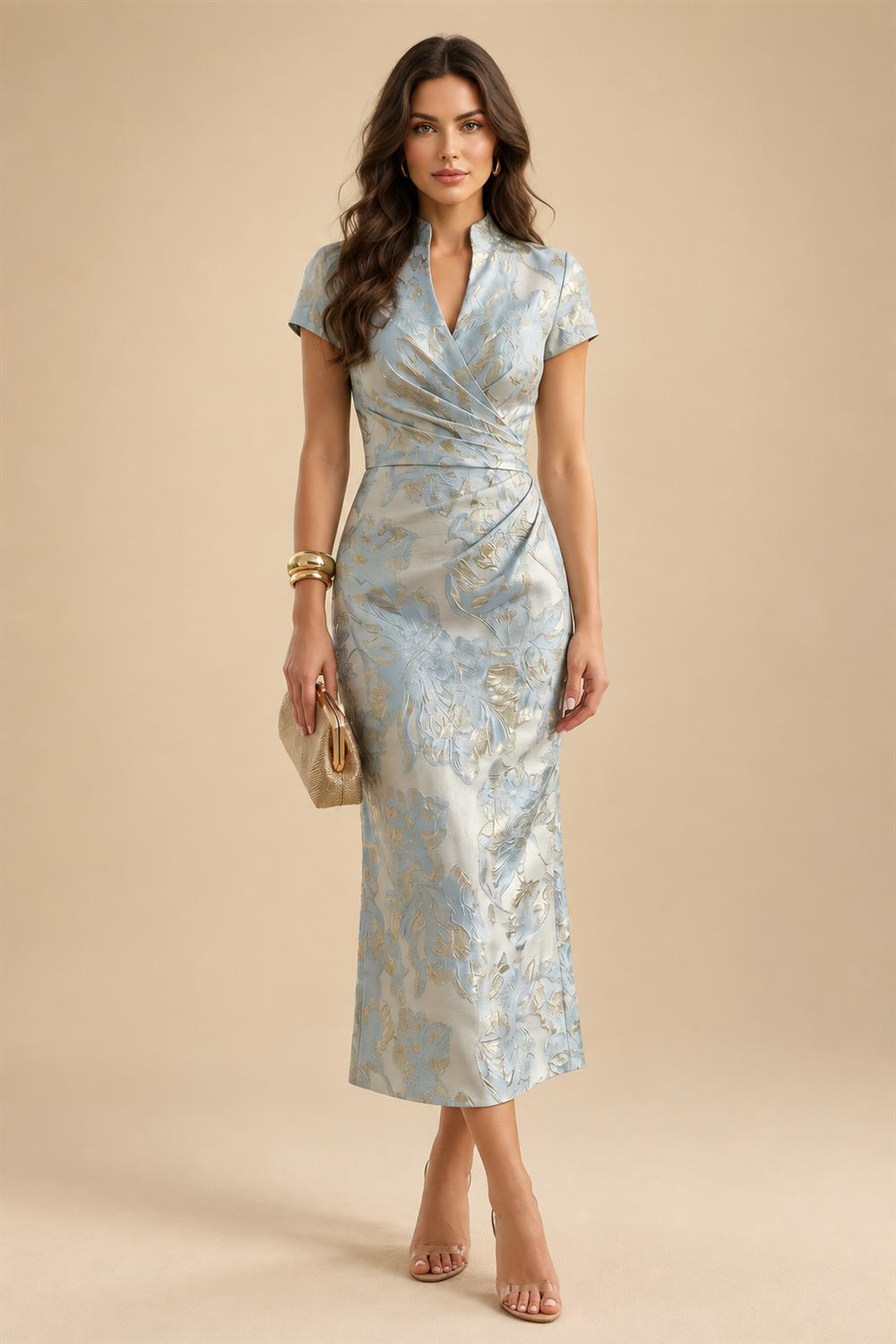 Sheath/Column One Shoulder Floral Embroidery Floor-Length Mother of the Bride & Groom Dresses with Side Draped Sash (SHI22501617)