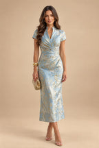 Jacquard A-Line/Princess Scoop Neck Floor-Length Mother of the Bride & Groom Dresses with Ruffles & Ruched Waist (SHI22501201)