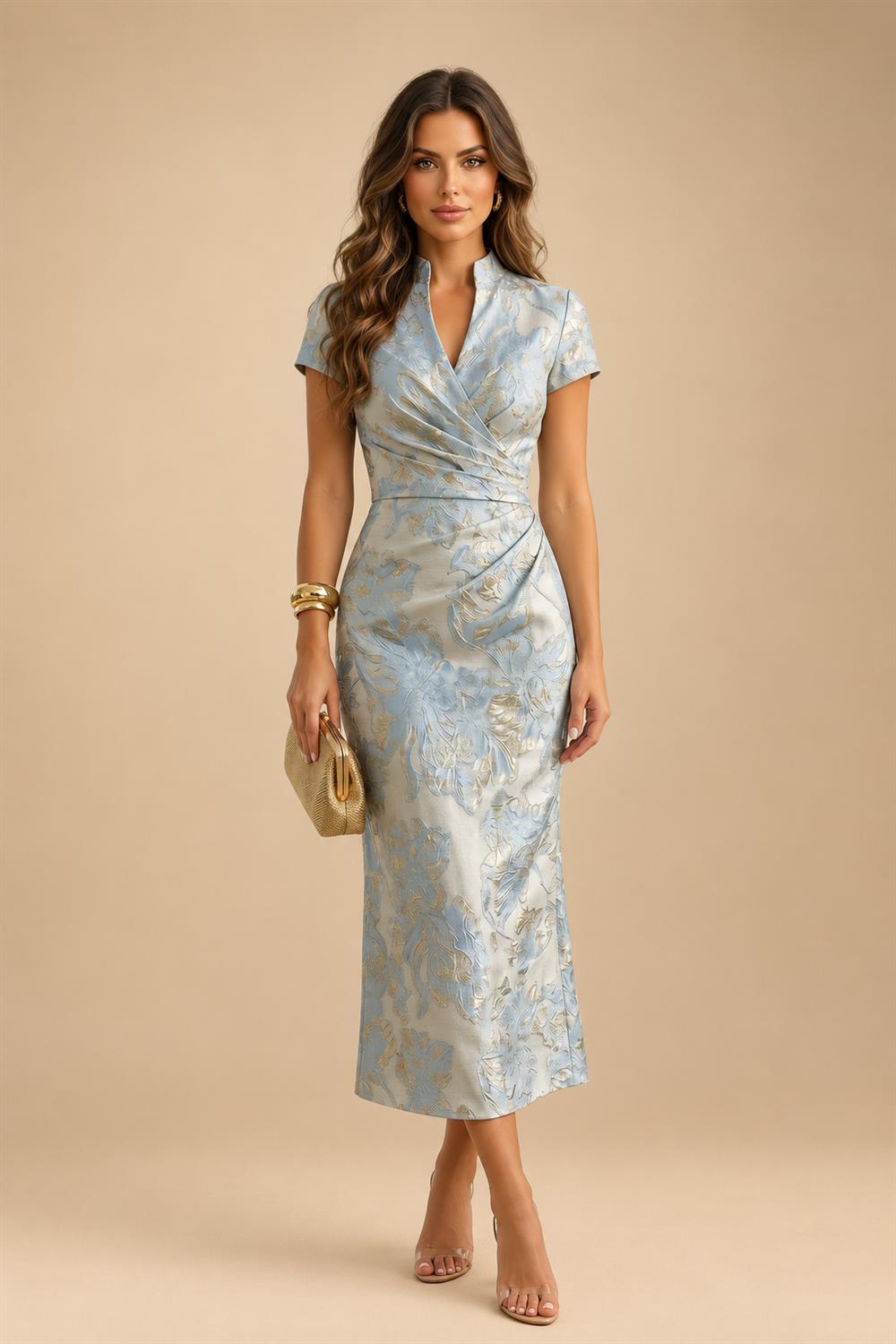 Jacquard A-Line/Princess Strapless Short Homecoming Dresses with Bow & Pearls (SHI22370324)