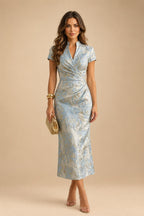 Jacquard A-Line/Princess Strapless Short Homecoming Dresses with Bow & Pearls (SHI22370324)
