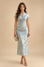 Sheath/Column Strapless Stretch Jersey Maxi Mother of the Bride & Groom Dresses with 3D Flowers & Slit (SHI22501694)