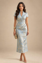 Jacquard A-Line/Princess V-Neck Floor-Length Mother of the Bride & Groom Dresses with Pockets (SHI22500987)