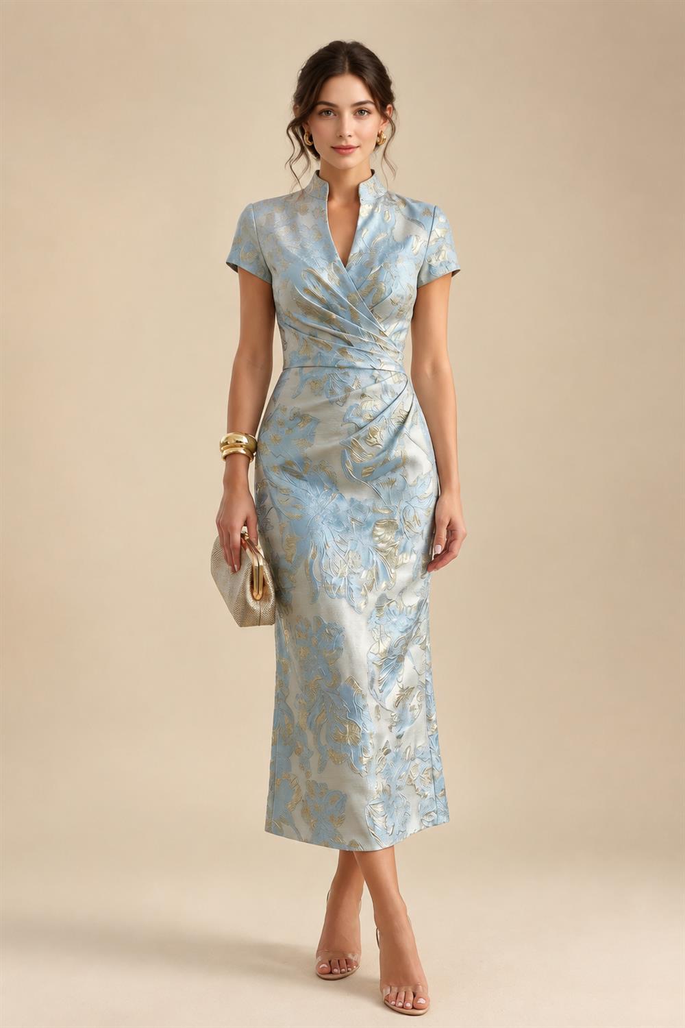 A-Line/Princess Scoop Neck Chiffon Maxi Mother of the Bride & Groom Dresses with 3D Flowers, Sweep Train & Pleats (SHI22501627)