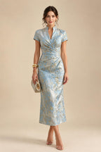 A-Line/Princess Scoop Neck Chiffon Maxi Mother of the Bride & Groom Dresses with 3D Flowers, Sweep Train & Pleats (SHI22501627)