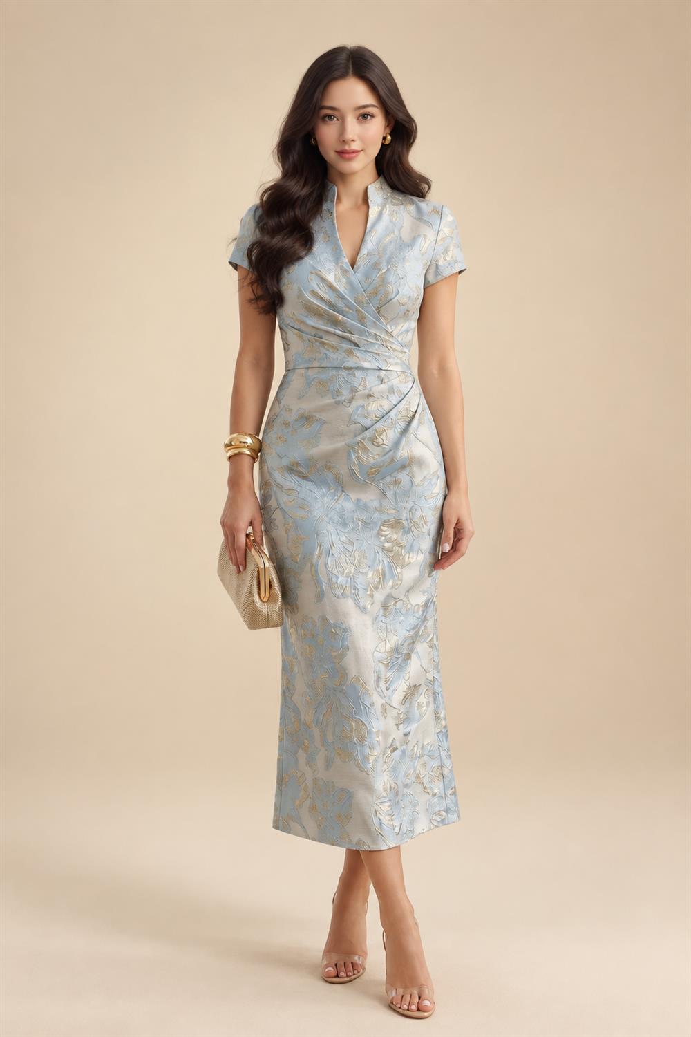 Sheath/Column Lace Appliques Maxi Mother of the Bride & Groom Dresses with Ruched Waist & Satin Bodice (SHI22501596)