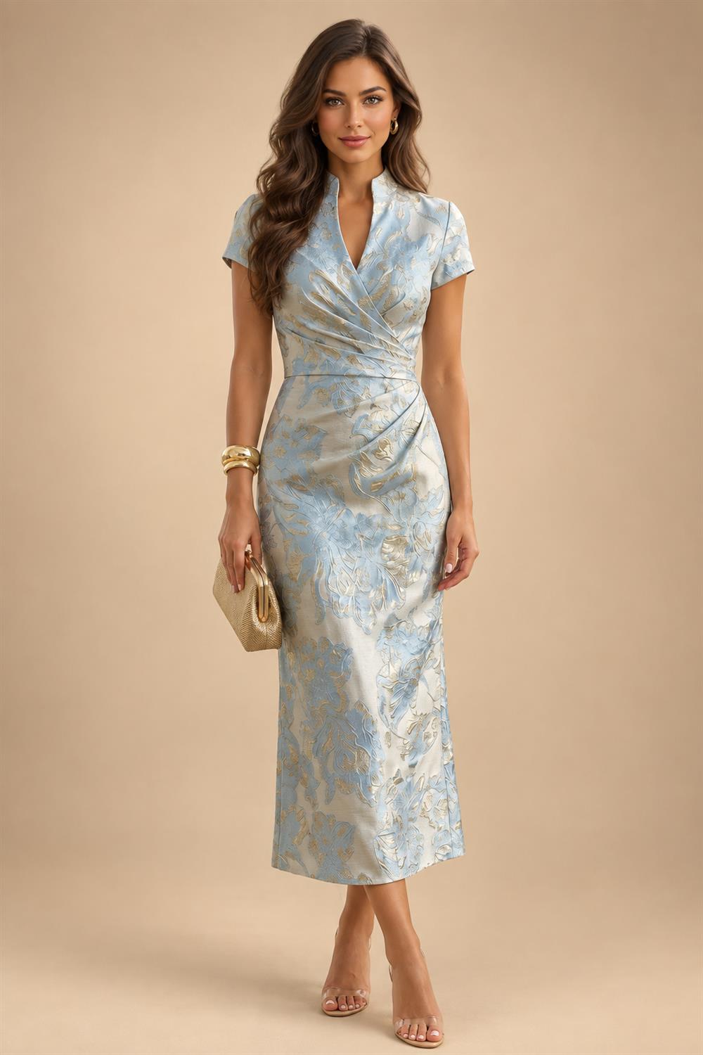 Satin Scoop Neck Mother of the Bride & Groom Dresses with 3D Flower (SHI22500338)