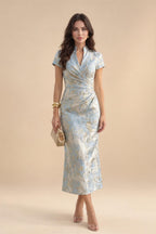 A-Line Lace Appliques Maxi Mother of the Bride & Groom Dresses with Flutter Sleeves Chiffon Bodice (SHI22500731)