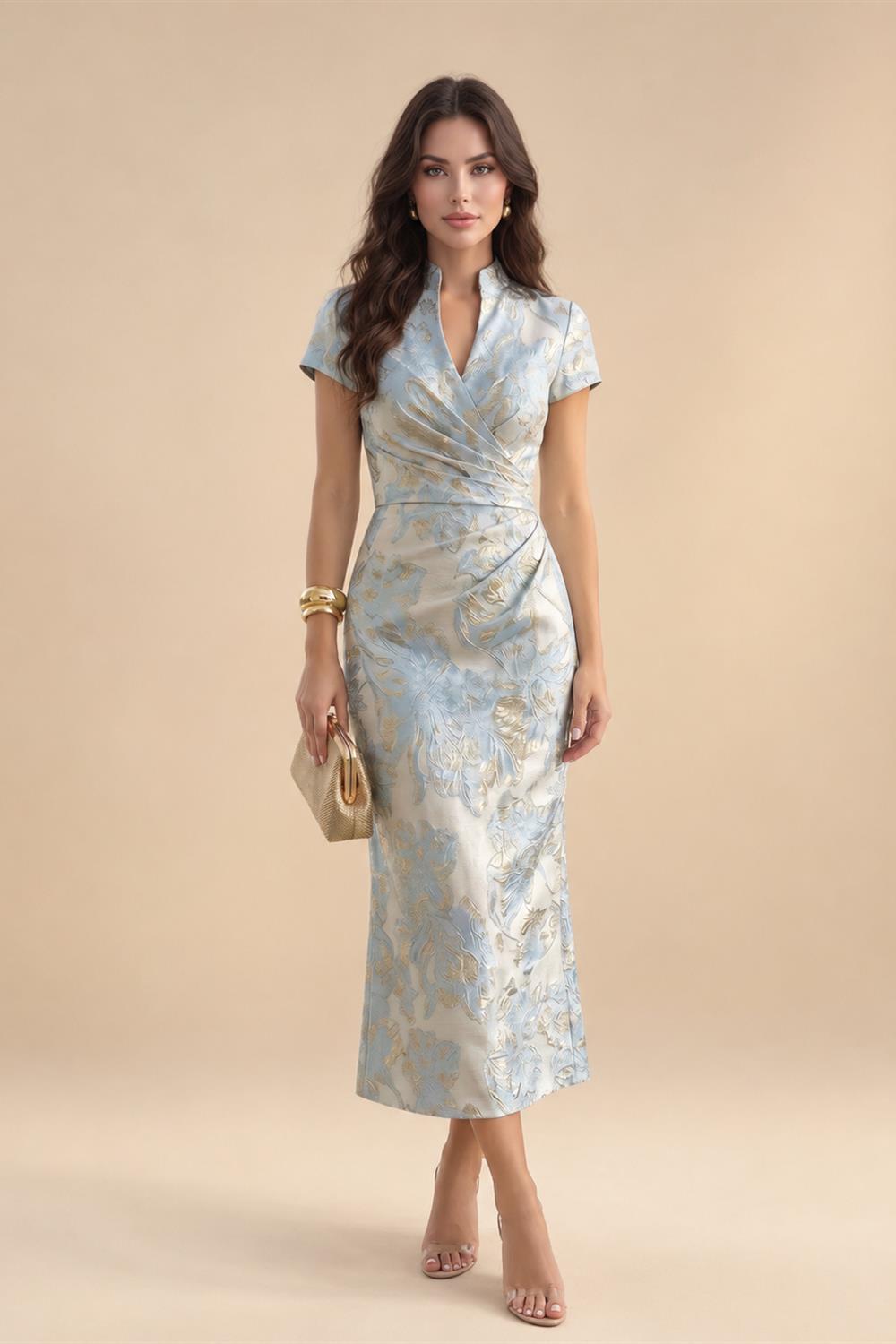 A-Line Lace Appliques Maxi Mother of the Bride & Groom Dresses with Flutter Sleeves Chiffon Bodice (SHI22500731)