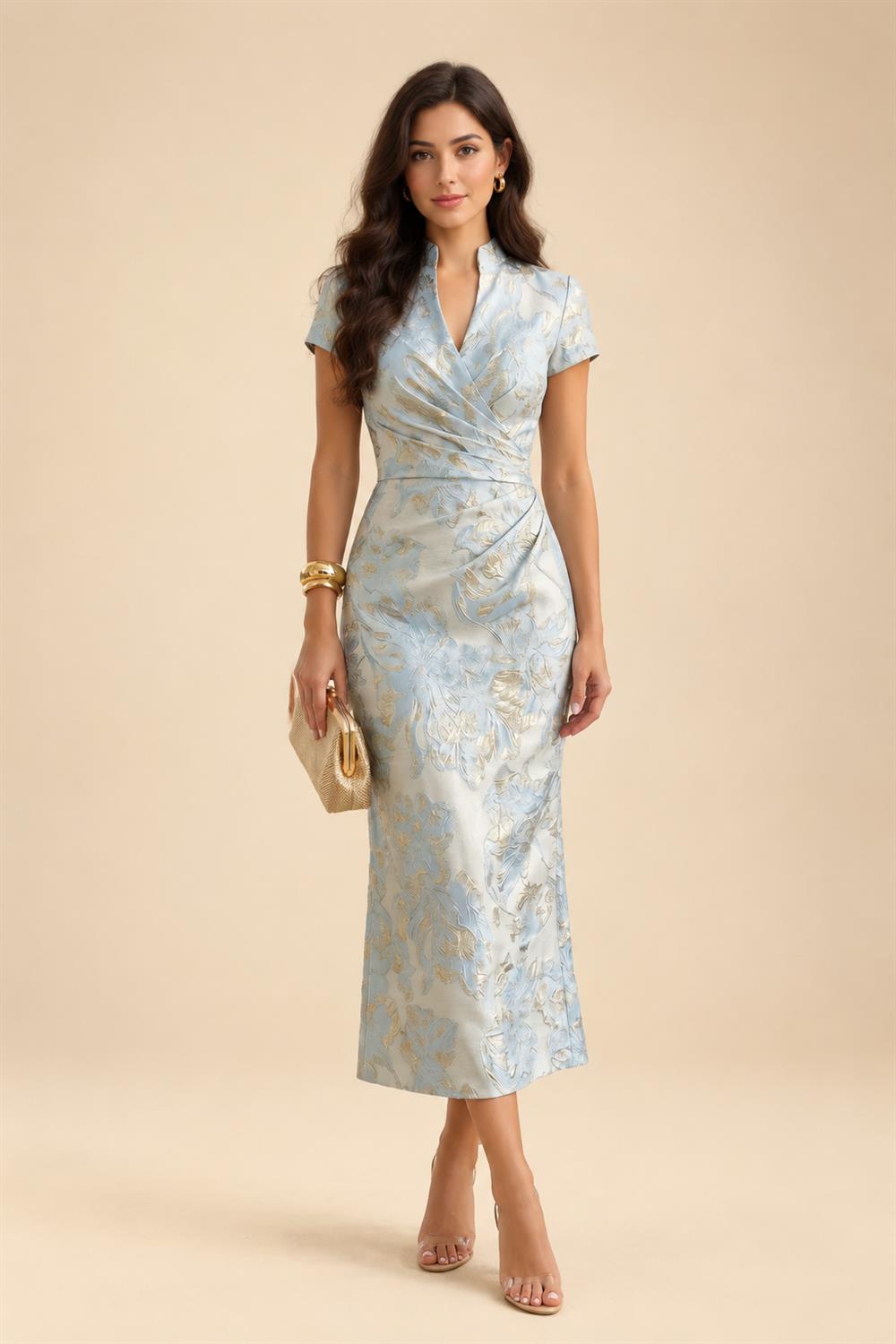 Sheath/Column Scoop Neck Velvet Maxi Mother of the Bride & Groom Dresses with Ruched Waist (SHI22501595)