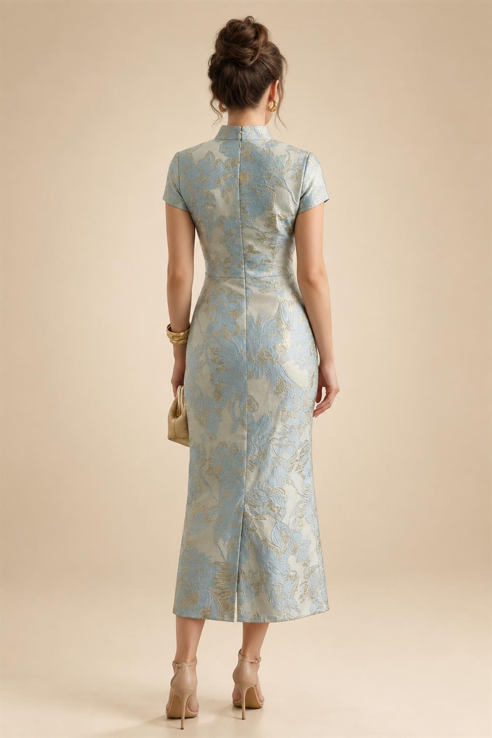 A-Line Lace Appliques Maxi Mother of the Bride & Groom Dresses with Flutter Sleeves Chiffon Bodice (SHI22500731)