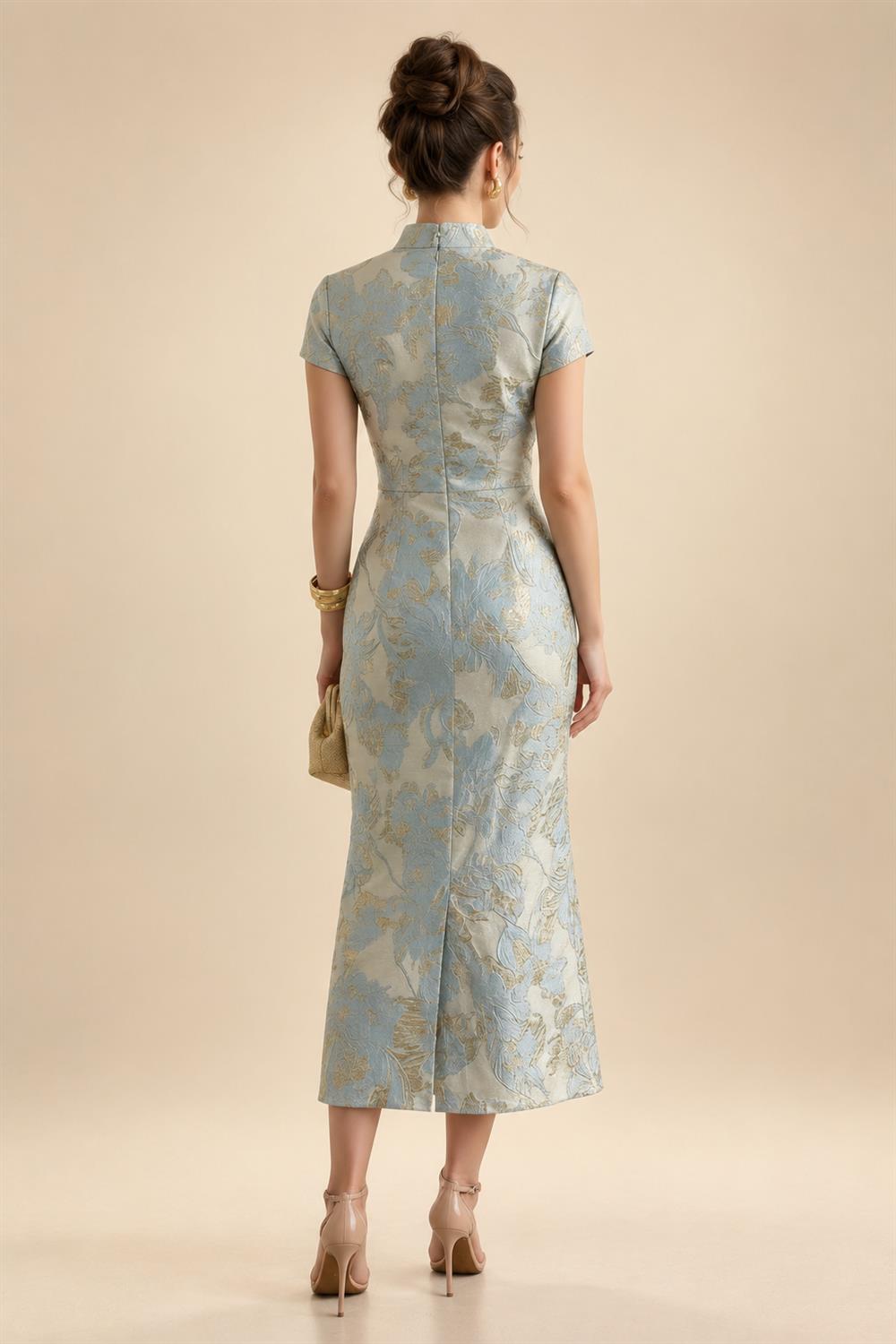 Sheath/Column Strapless Stretch Jersey Maxi Mother of the Bride & Groom Dresses with 3D Flowers & Slit (SHI22501694)