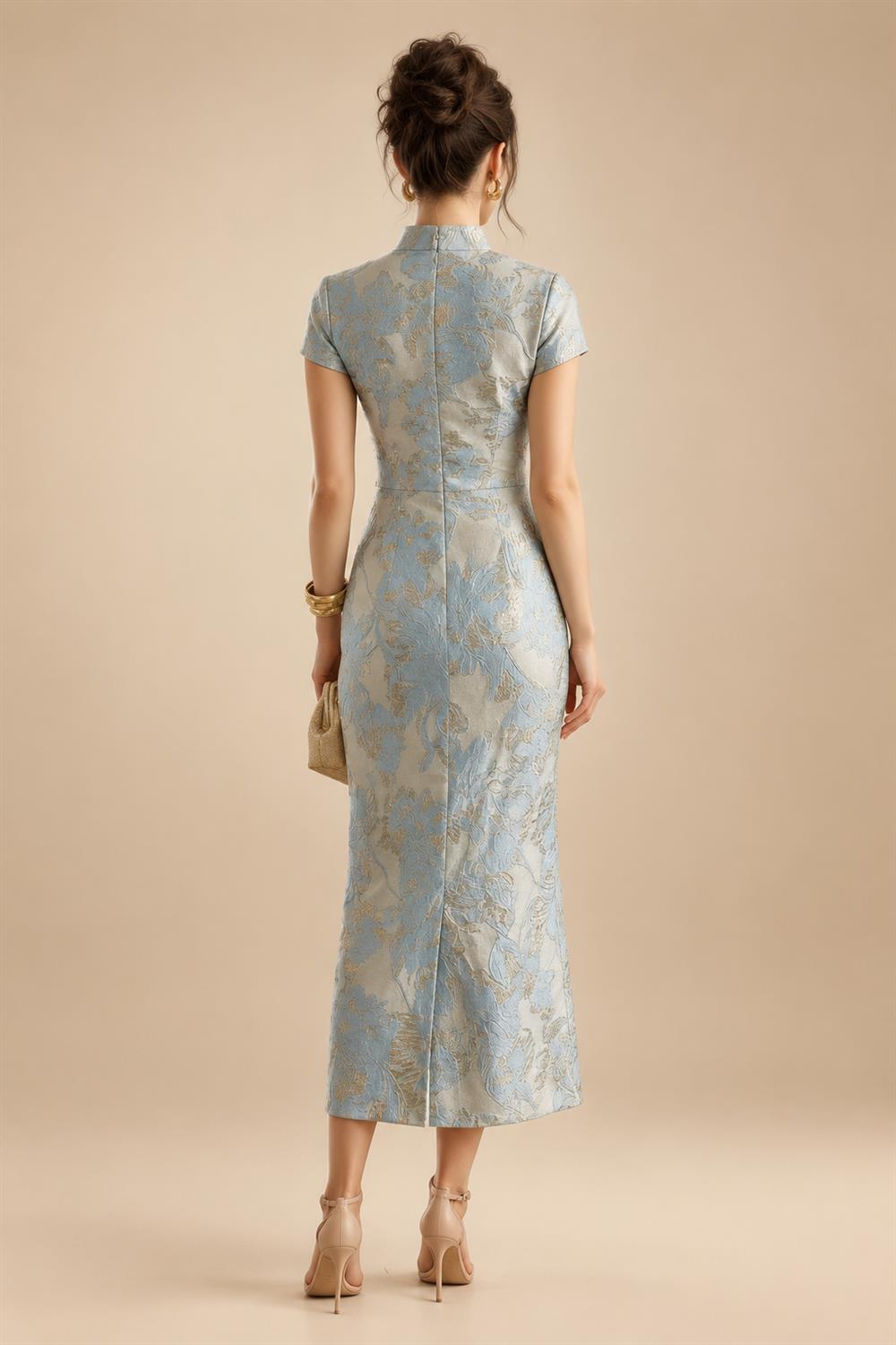 Sheath/Column Scoop Neck Satin Tea-Length Mother of the Bride & Groom Dresses with Ruched Waist (SHI22501621)