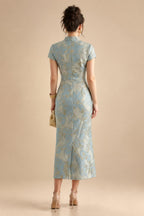 A-Line/Princess V-Neck Chiffon Maxi Mother of the Bride & Groom Dresses with Side Sash, Sweep Train & Ruched Bodice (SHI22501629)