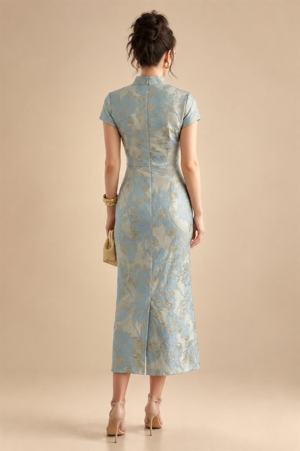 A-Line/Princess V-Neck Chiffon Maxi Mother of the Bride & Groom Dresses with Side Sash, Sweep Train & Ruched Bodice (SHI22501629)