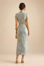 Sheath Satin 3/4 Sleeves Maxi Mother of the Bride & Groom Dresses with Chiffon Cape (SHI22500709)