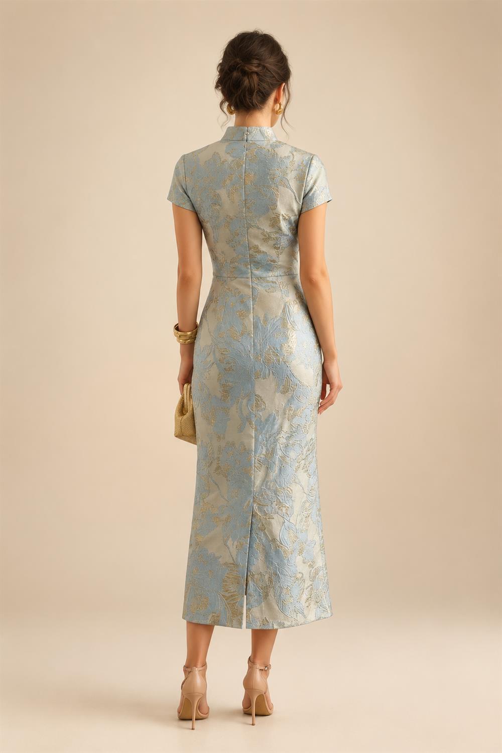 Sheath Satin 3/4 Sleeves Maxi Mother of the Bride & Groom Dresses with Chiffon Cape (SHI22500709)