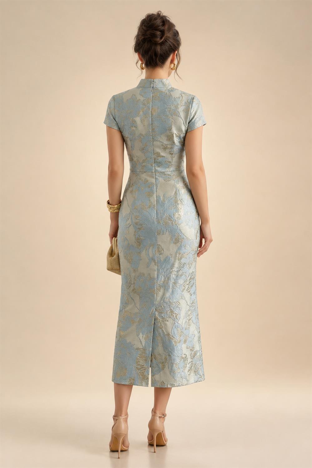 Sequin Floral Sheath/Column V-Neck Floor-Length Mother of the Bride & Groom Dresses with Ruched Waist (SHI22500972)