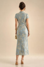 Sequin Floral Sheath/Column V-Neck Floor-Length Mother of the Bride & Groom Dresses with Ruched Waist (SHI22500972)