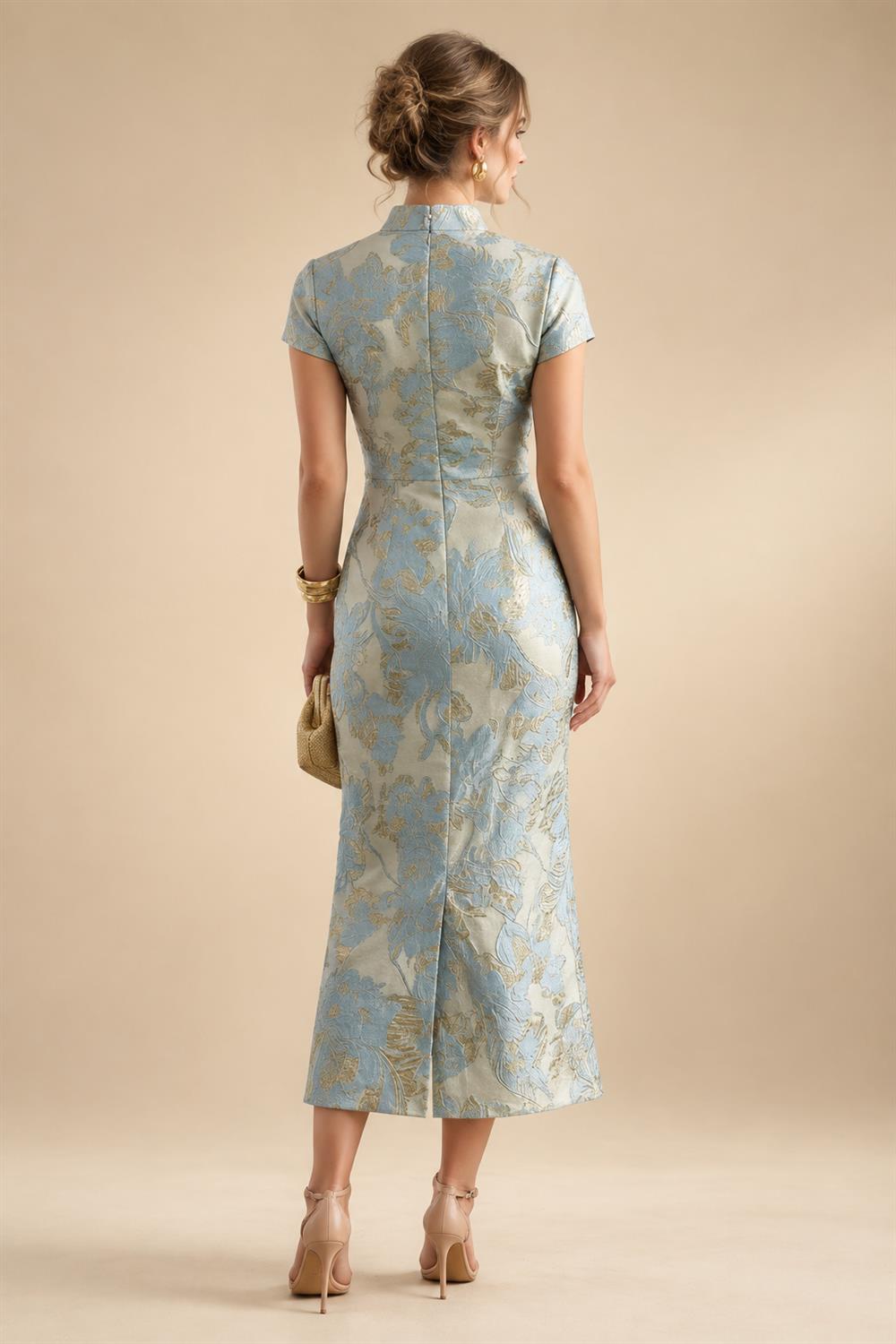 A-Line/Princess Scoop Neck Satin Tea-Length Mother of the Bride Dresses with Pockets (SHI22500122)