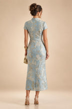 Jumpsuit V Neck Half Sleeve Long Sparkling Mother of the Bride Dresses with Belt (SHI22500201)