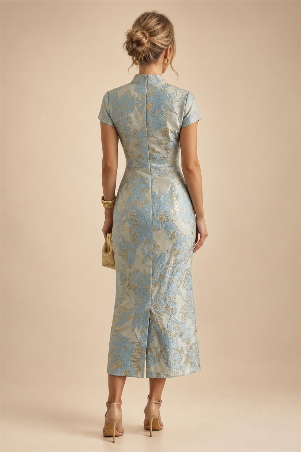 Satin Scoop Neck Mother of the Bride & Groom Dresses with 3D Flower (SHI22500338)