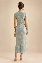 A-Line/Princess V-Neck Chiffon Maxi Mother of the Bride & Groom Dresses with Lace Appliques, Sweep Train, Ruffles, 3D Flowers & Ruched Waist (SHI22501653)