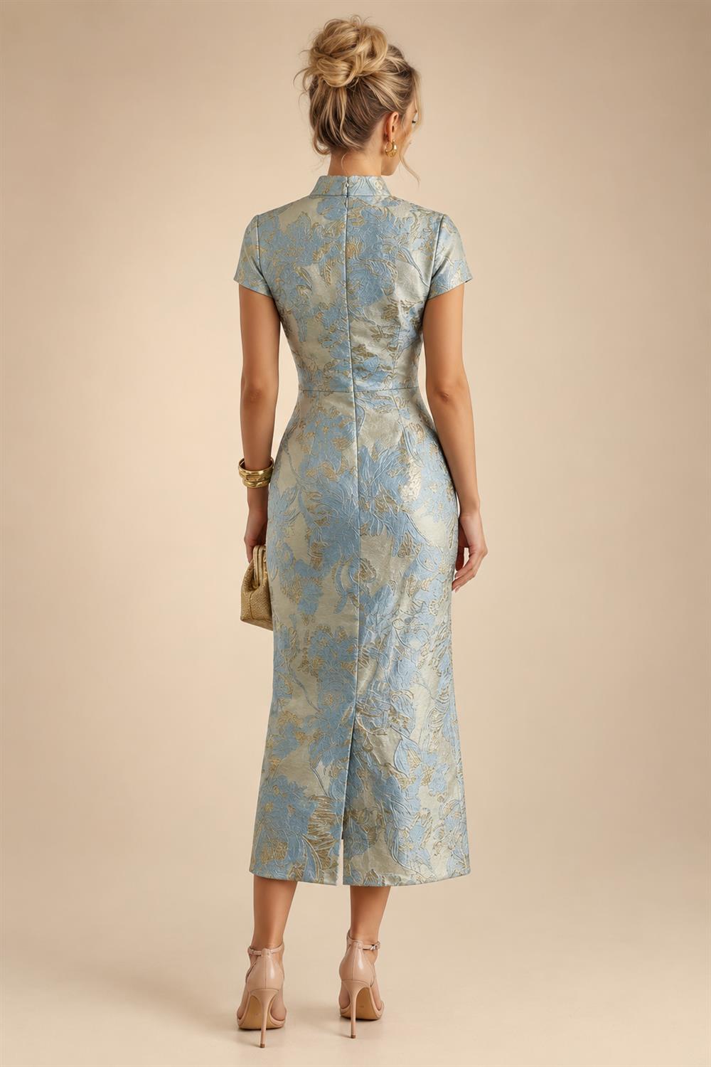 Sequin Floral A-Line/Princess V-Neck Floor-Length Mother of the Bride & Groom Dresses with 3D Flowers & Pleats (SHI22501348)