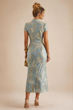 Satin A Line Round Neck Ruched Pleats Mother of the Bride & Groom Dresses (SHI22500952)