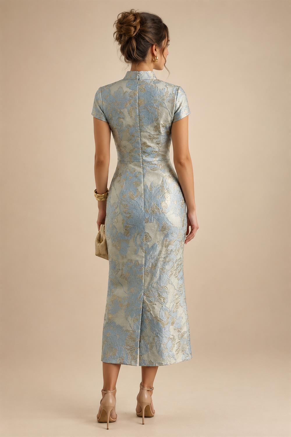 Jacquard A-Line/Princess V-Neck Floor-Length Mother of the Bride & Groom Dresses with Pockets (SHI22500987)