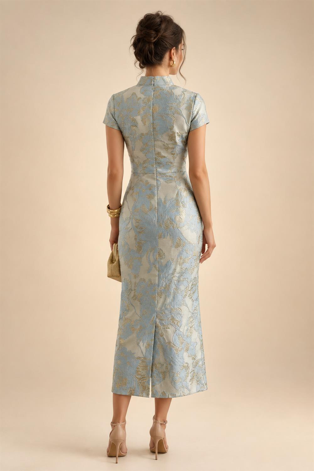 A-Line Floor-Length Chiffon Cape Sleeves Mother of the Bride & Groom Dresses with Tiered Ruffles (SHI22500723)