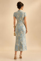 Sheath/Column V-Neck Stretch Jersey Maxi Mother of the Bride & Groom Dresses with Ruffles & Slit (SHI22501648)