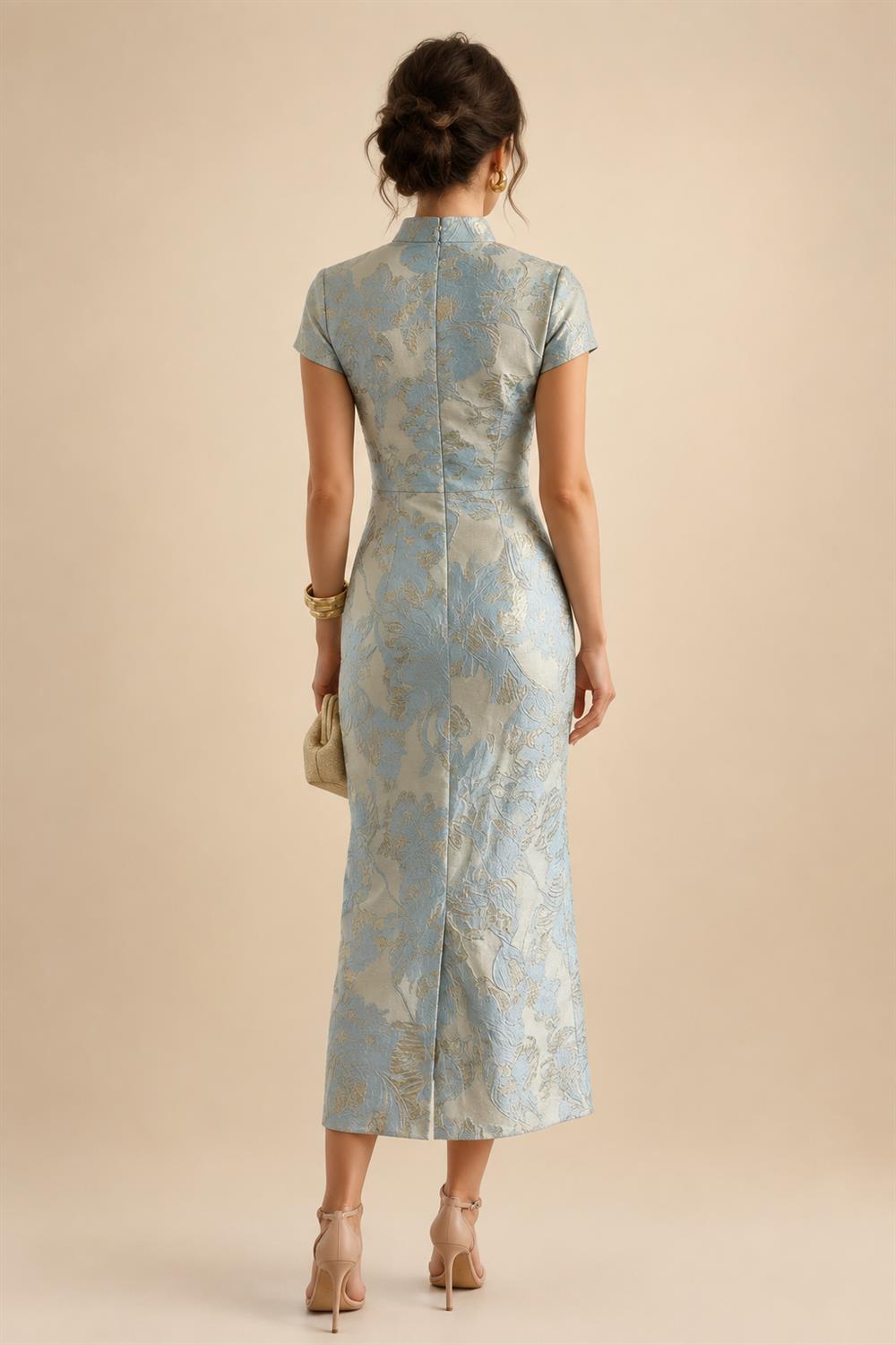 Mermaid/Trumpet One Shoulder Floral Embroidery Maxi Mother of the Bride & Groom Dresses with Side Sash & Ruched Waist (SHI22501626)