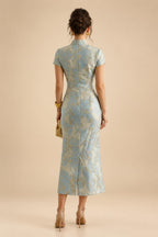 A-Line/Princess Halter Lace Appliques Tea-Length Mother of the Bride & Groom Dresses with 3D Flowers & Ruched Waist (SHI23001321)