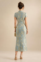 Jacquard A-Line/Princess Asymmetric Neck Floor-Length Mother of the Bride & Groom Dresses with Pleats (SHI22501354)