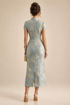 A Line/Princess Stand Collar Short Sleeve Long Elegant Mother of the Bride Dresses (SHI22500207)