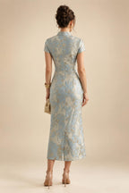 A-Line/Princess Scoop Neck Satin High-Low Mother of the Bride & Groom Dresses with Sequin Floral & Pleats (SHI22501631)